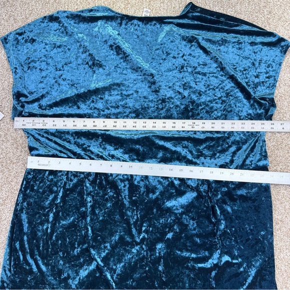 New London Style Elegant Teal Velvet Wrap Dress Women’s Size 24W - Picture 7 of 12